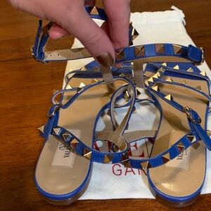 Authentic brand new with dust bag Valentino ankle flat sandals,size 37.5 /7.5 US